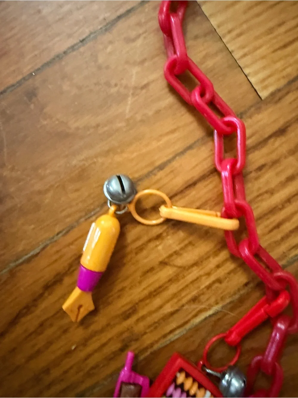 Vintage plastic bell Charm Necklace/belt